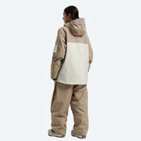 
                  
                    Women's waterproof 2L snow jacket and pants - tan and cream colorblock jacket with tan pants, for skiing and snowboarding
                  
                