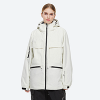 
                  
                    Women's breathable ski jacket in candy colors - white jacket, on-model front view, for powder days and winter commute
                  
                