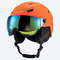 
                  
                    Ember lighter stronger snow helmet with mirror goggles - matte orange snow helmet with mirror goggles, side view
                  
                