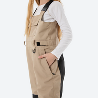 
                  
                    Kids 3L waterproof snow jacket and pants suit - tan bib pants with black knee patches, 3-layer waterproof breathable fabric
                  
                