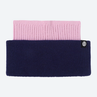 
                  
                    Warm wool knit beanie for winter sports - pink and navy wool headband, two color headband view, for daily commute and office
                  
                