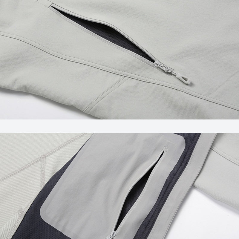 Men's breathable water-repellent softshell shell - light gray, for travel and city commute