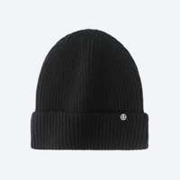 
                  
                    Cuffed wool beanie in many colors - black wool snow beanie, front product view, for hiking and trail walking
                  
                