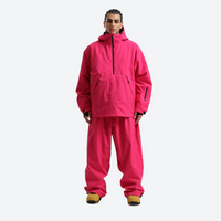 
                  
                    Men's waterproof 2L anorak snow jacket and pants - rose red jacket with rose red pants, for resort and street wear
                  
                