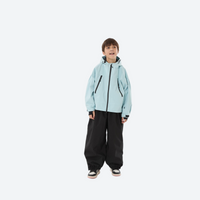 
                  
                    Youth 3-layer ski suit with bib pants - ice blue jacket with black pants, for kids skiing and snowboarding
                  
                