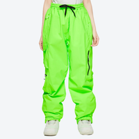 
                  
                    Men's 2-layer snowboard jacket and pants - neon green snow pants, on-model front view, for cold-weather winter sports
                  
                