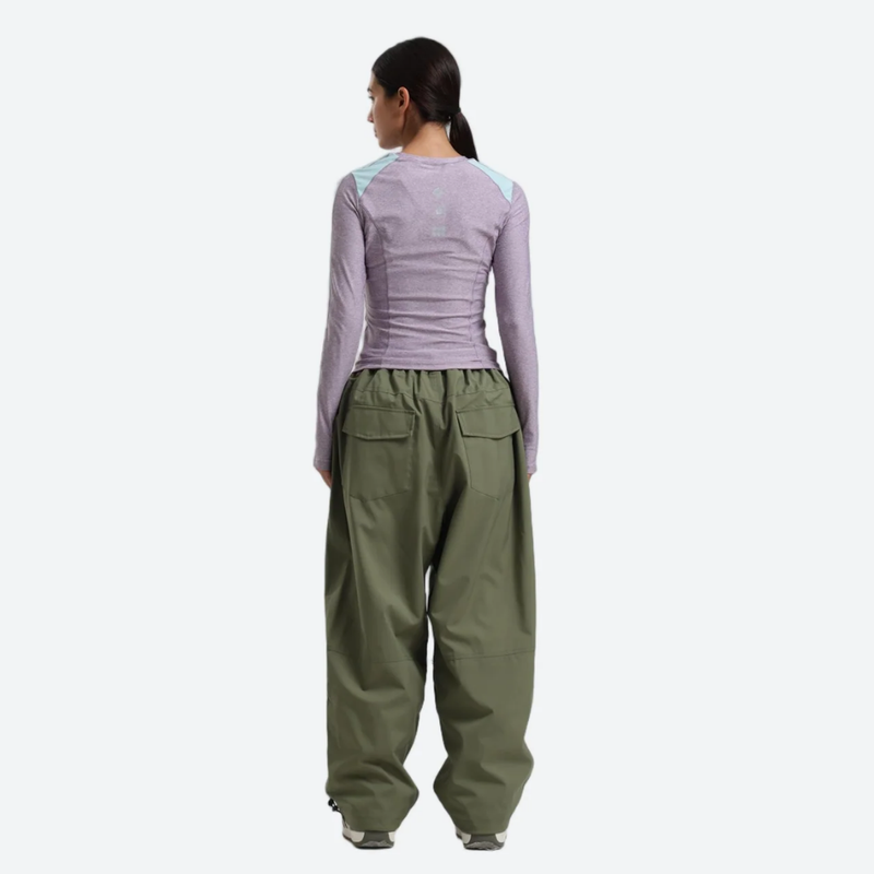 Women's breathable 2-layer snowboard jacket and pants - olive green snow pants, for cold-weather winter sports