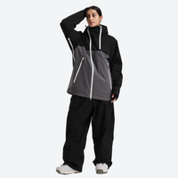 
                  
                    Women's colorblock ski jacket set - black and gray colorblock jacket with black pants, for skiing and snowboarding
                  
                