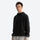 Wrinkle-resistant hooded mid-layer with thumb cuffs - black hooded mid-layer pullover on men, front standing view