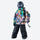 Kids waterproof 2L print snow jacket and pants - multicolor print kids jacket with black pants, for family resort trips
