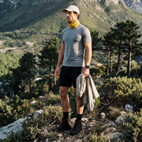 
                  
                    Merino neck gaiter for hiking running and cycling - mustard merino wool neckwarmer on men hiking, for cycling and commuting
                  
                