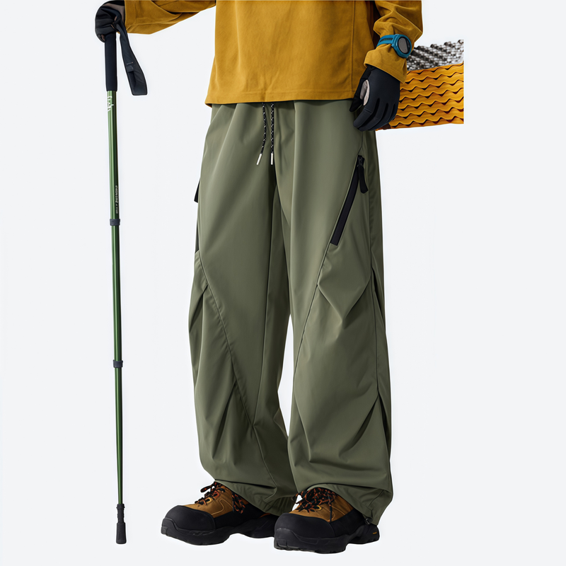 Unisex waterproof 2-in-1 down pants with liner - olive down pants, for winter commute and travel