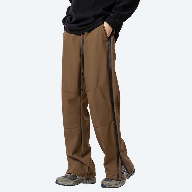 Men's water-repellent stain-resistant work trail pants - brown 3-proof cargo pants with black top