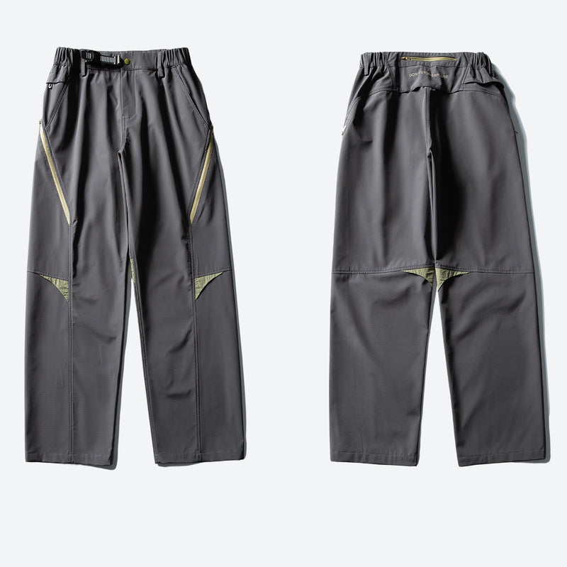 Lightweight water-repellent hiking pants with reflective prints - dark gray cargo hiking pants, front and back product view