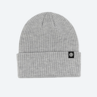 
                  
                    Hearth wool snow beanie with cuffed rib knit - light gray wool snow beanie, front product view, for skiing and snowboarding
                  
                