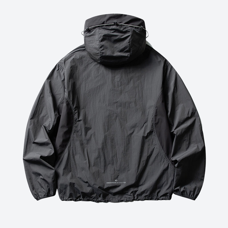 Lightweight water-repellent sun protection jacket - dark gray sun jacket, back product view, for beach and summer trips