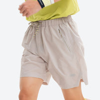 
                  
                    Water-repellent running shorts with drawcord waist - light gray running shorts with yellow top, for warm-weather training
                  
                