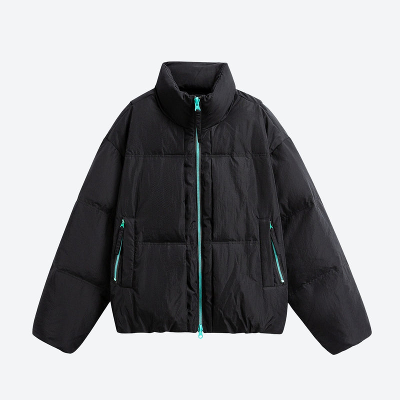 Warm windproof puffer jacket for cold days - windproof stand-collar down jacket, for layering in cold weather
