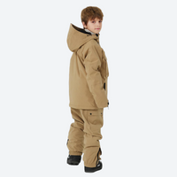 
                  
                    Kids waterproof 2L snow jacket and pants set - tan kids jacket with tan pants, on-model side view, for family resort trips
                  
                