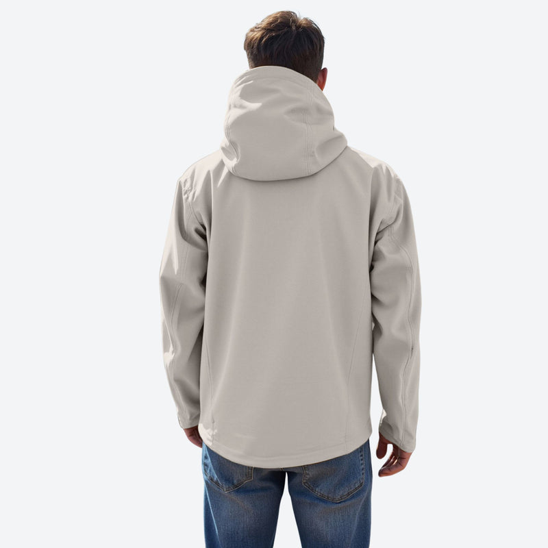 Men's wind-resistant softshell outdoor jacket - light gray softshell jacket, for cold-weather outdoor wear