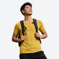 
                  
                    Unisex 17.5 micron merino wool baselayer tee - yellow merino wool baselayer tee on men, for running and outdoor workouts
                  
                