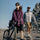 UPF50 coolmax crinkled sun protection jacket - purple and cream coolmax sun jacket on couple, for travel and city walks