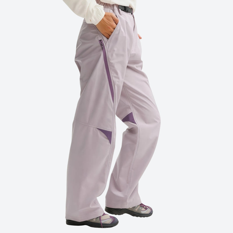 Unisex water-repellent cargo hiking pants - lavender cargo hiking pants with white top, for warm-weather trekking