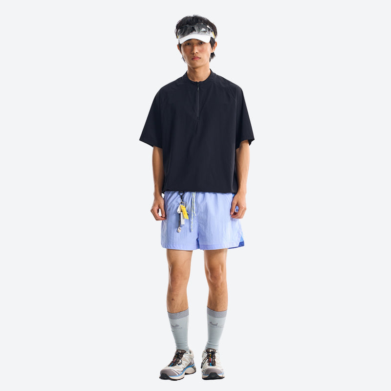 Unisex water-repellent shorts with breathable liner - blue water-repellent shorts with black tee