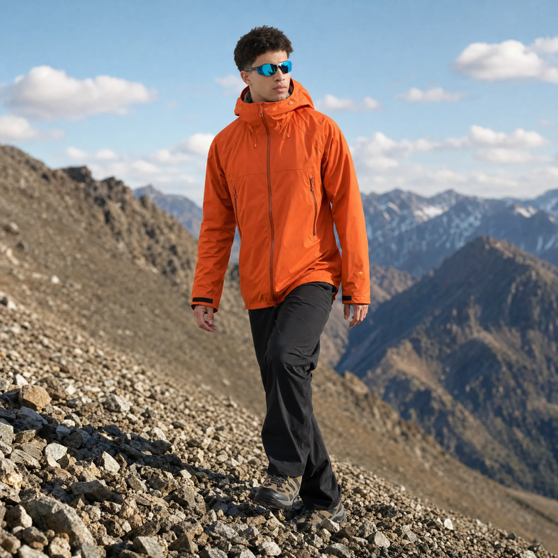 Men's 3L hardshell ski jacket 20K waterproof 15K breathable - orange hardshell jacket, for skiing and snowboarding
