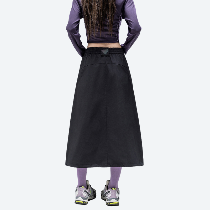 Versatile two-way wear water-repellent skirt - black water-repellent long skirt on women, for travel and city walks