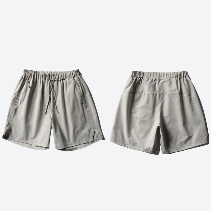 Unisex quick-dry running shorts - light gray running shorts, front and back product view, for running and trail running