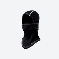 
                  
                    Merino wool ski mask with reflective details - black merino wool balaclava with white stitching, for hiking and trail walking
                  
                