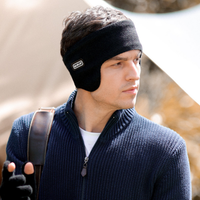 
                  
                    Soft fleece ear warmer for winter sports - black fleece ski ear warmer on men with backpack, for skiing and snowboarding
                  
                