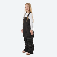 
                  
                    Kids 3L waterproof snow jacket and pants suit - black bib pants, kids on-model side view, for kids skiing and snowboarding
                  
                