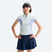
                  
                    Women's slimming-panel half-zip trail tee - white lavender quick-dry tee with slimming panels, for hiking and trail walking
                  
                