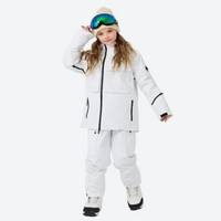 
                  
                    Kids breathable 2-layer ski suit with cargo pockets - white kids jacket with white pants, for snow play and winter commute
                  
                