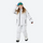 Kids breathable 2-layer ski suit with cargo pockets - white kids jacket with white pants, for snow play and winter commute