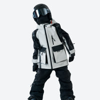 
                  
                    Kids snowboard jacket bibs and pants combo - white black kids set, for snow play and winter commute
                  
                