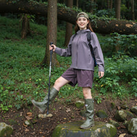 
                  
                    Women's breathable 3-layer shell with waist cinching fit - gray purple hardshell jacket, for travel and daily commute
                  
                