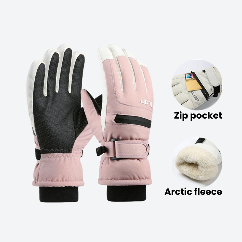 Kids' snow gloves and mittens for winter sports - kids snow gloves with zip pocket, for winter mountain trips