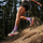 Women's cushioned merino wool trekking socks - lavender merino wool hiking socks on women, trail running view