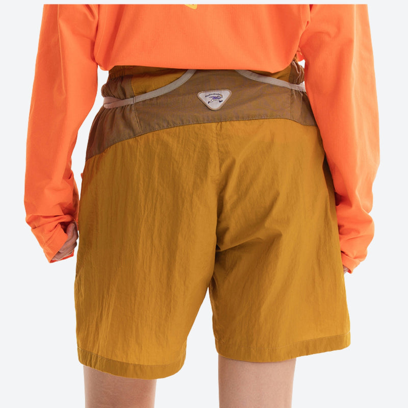 Unisex water-repellent quick-dry shorts - mustard yellow water-repellent shorts with orange top, for hiking and trail walking