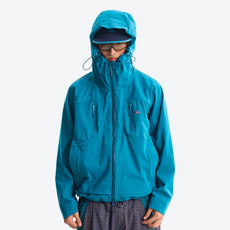 Unisex waterproof softshell jacket with antimicrobial lining - teal softshell jacket, for travel and daily commute