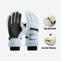 
                  
                    Kids' snow gloves with arctic fleece lining - kids snow gloves with zip pocket, for resort ski days
                  
                