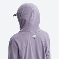 
                  
                    Lightweight windproof quick-dry mid-layer pullover - lavender hooded mid-layer pullover on women with cap
                  
                