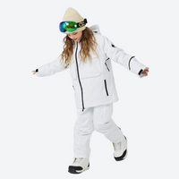 
                  
                    Kids snowboard jacket and pants with snow gaiters - white kids jacket with white pants, for cold-weather winter sports
                  
                