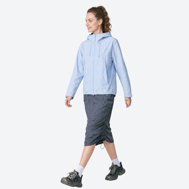 Unisex packable hardshell jacket with carry system - light blue hardshell jacket, for resort and street wear