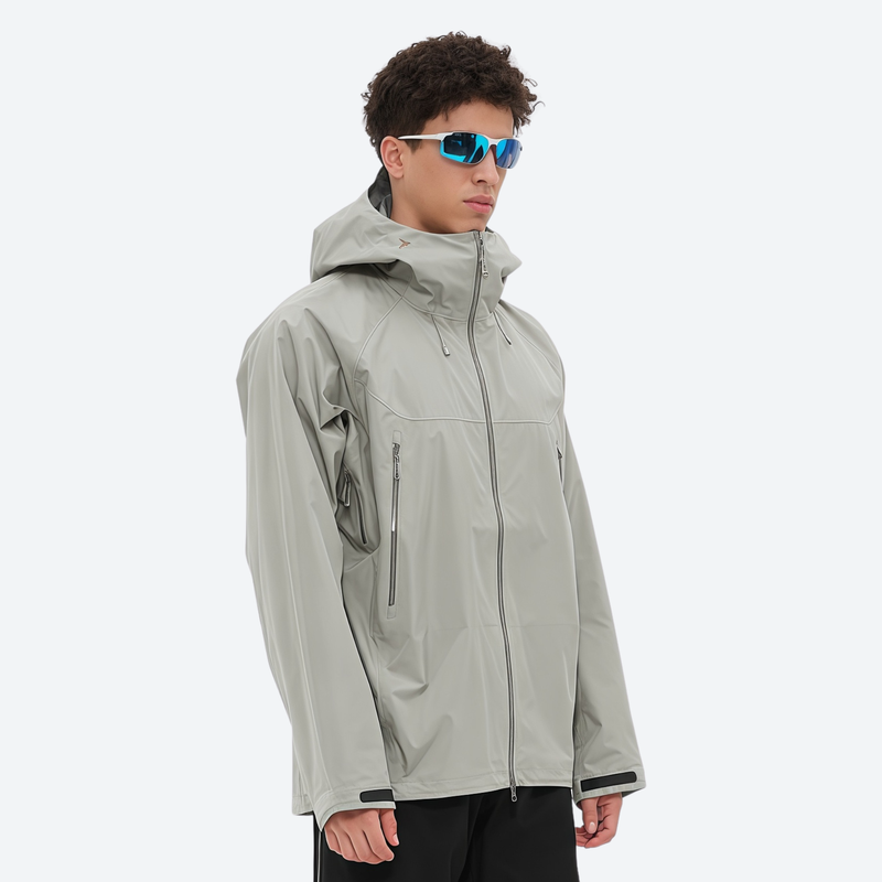 Men's 3L hardshell ski jacket 20K waterproof 15K breathable - light gray hardshell jacket, for cold-weather winter sports
