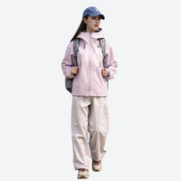 
                  
                    Women's waterproof hardshell rain jacket with vents - pink hardshell jacket, for travel and daily commute
                  
                