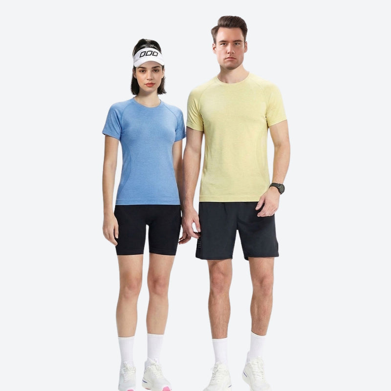 Soft merino wool baselayer with temperature control - merino wool baselayer tee couple set, for running and outdoor workouts